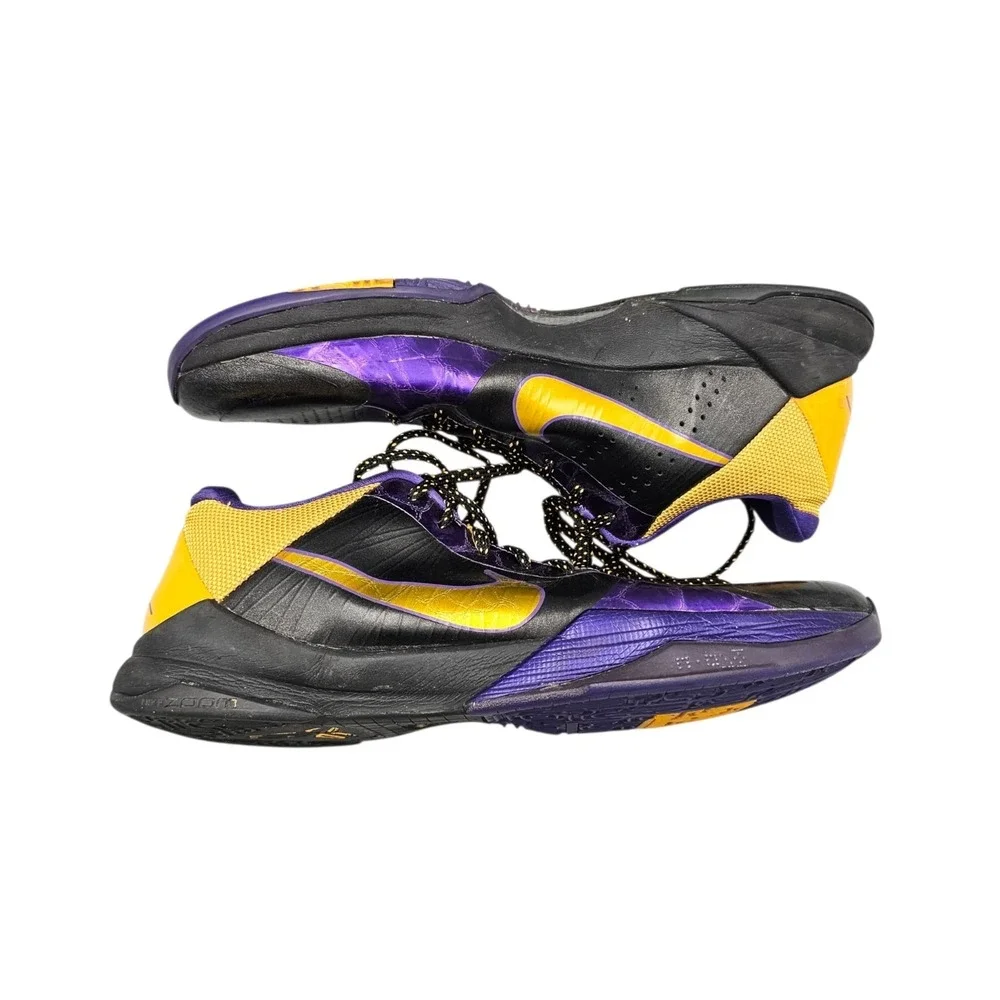 Nike Men's Size 12 US Kobe Zoom V 5 Black Purple Yellow Basketball Sneakers READ